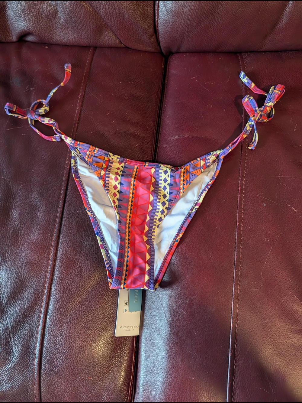 Colorful Geometric String Bikini Bottom - Vibrant Multi